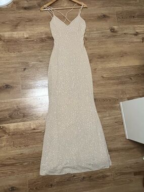 Windsor Glitter Slip Gown in Champagne